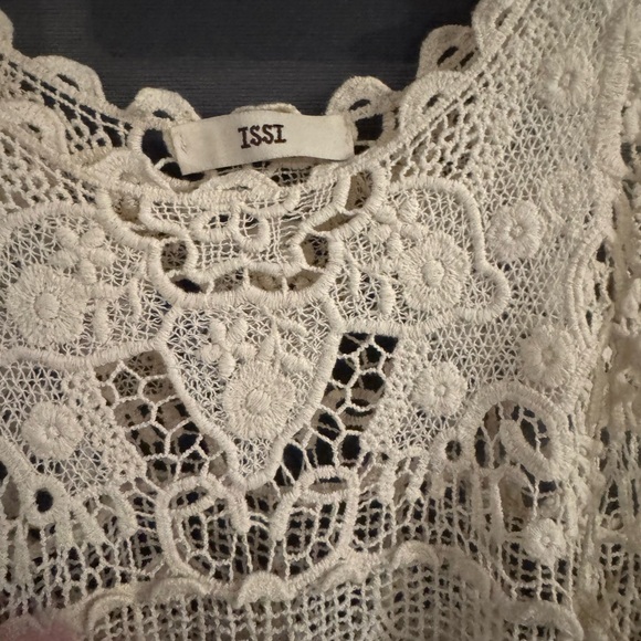 Y2K early 2000s Cream Lace Crochet Tank Top - M - Picture 3 of 4